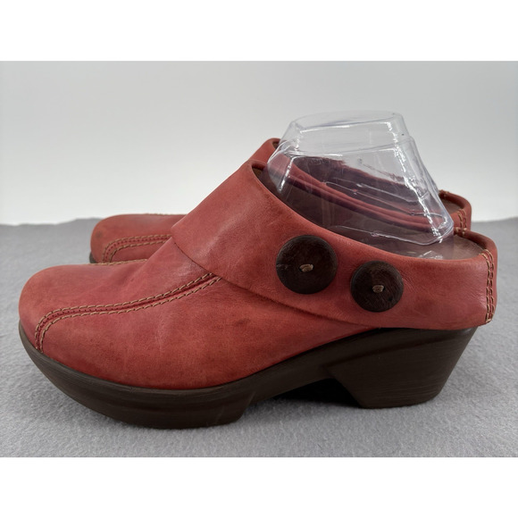 Sanita Shoes Women 41 US 9 Nikita Clog Red Leather Comfort Closed Toe Block Heel - Picture 1 of 15